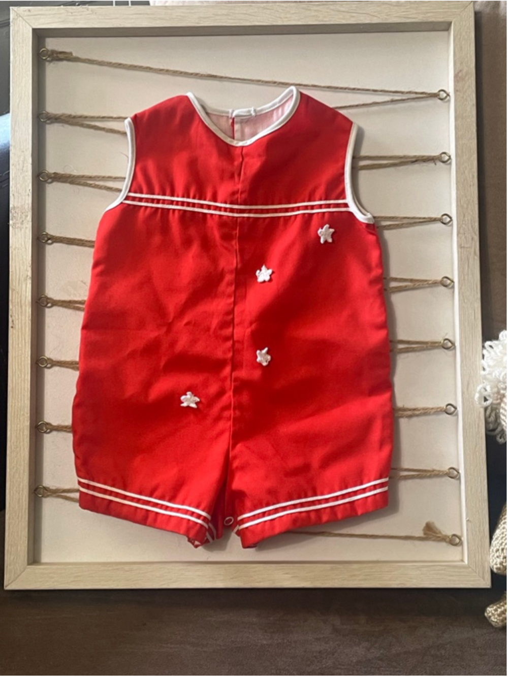 Vintage Toddle Tyke Red & White Star romper 6-9 Months